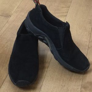 Men’s Merrell black suede slip on shoes, 9.5M
